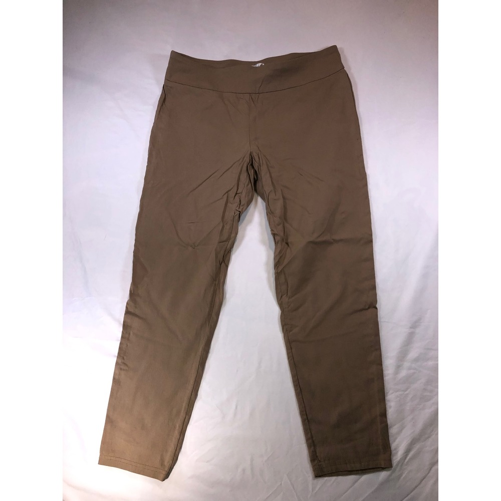 Just Be Womens Tan Khaki Pull On Stretch Pants Plus Size 1X Slim Leg Trouser